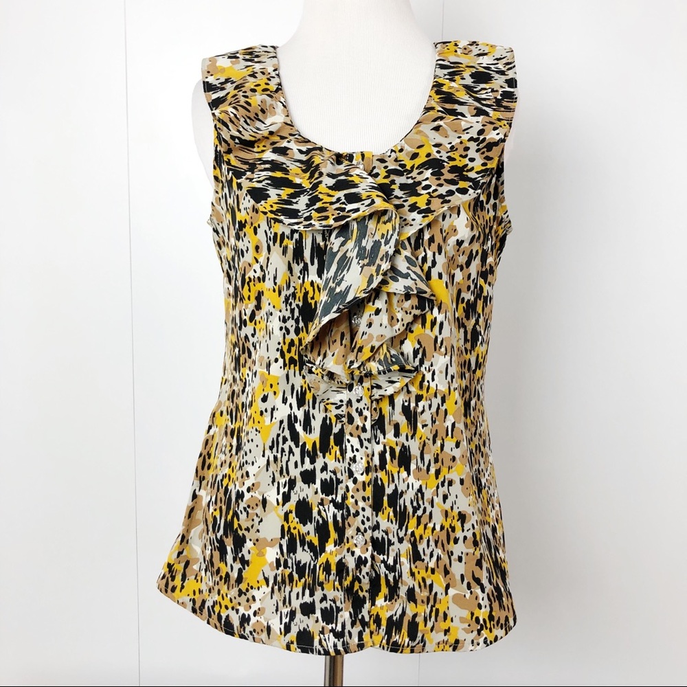 BANANA REPUBLIC Sleeveless blouse ruffle front M